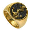 925 Sterling Silver Anchor Ring Blue Sapphire Signet Ring