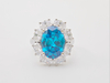 925 Sterling Silver Oval Cut Blue Cubic Zirconia wedding Ring