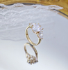 925 Sterling Silver Oval Cut Diamond and Side Pear Bridal Promise Rings
