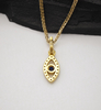 925 Sterling Silver Simulated Blue Sapphire with Diamonds Evil Eye Pendant