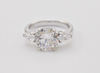 925 Sterling Silver Round Cut Cubic Zircnoia and Side Pear Wedding Ring