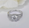 925 Sterling Silver Round Cut Split Shank Diamond Engagement Wedding Rings