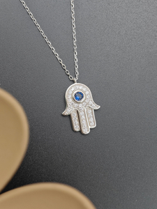 Wholesale 925 Sterling Silver Sapphire & Diamond Accent Evil Eye Necklace