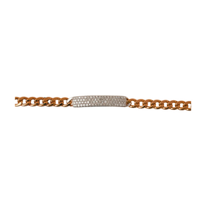 Eco Friendly 925 Sterling Silver Bracelet Cuban Link Chain Pave Bar Bracelet
