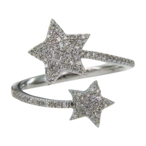 Wholesale Luxury Diamond Double Star Wrap Ring Adjustable Gold Ring