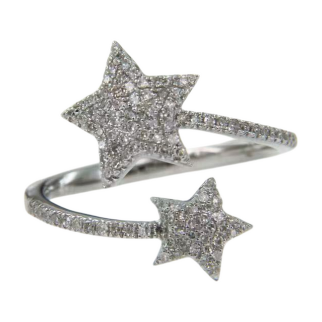Wholesale Luxury Diamond Double Star Wrap Ring Adjustable Gold Ring