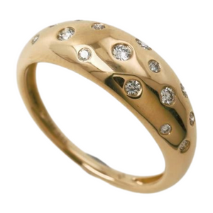 Vintage Gold Diamond Ring Flush Setting Engagement Ring 