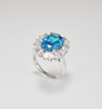  925 Sterling Silver Oval Cut Blue Cubic Zirconia wedding Ring