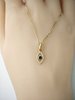 925 Sterling Silver Simulated Blue Sapphire with Diamonds Evil Eye Pendant