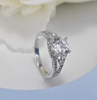 925 Sterling Silver Round Cut Split Shank Diamond Engagement Wedding Rings