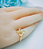 925 Sterling Silver Gold Plated Jewelry Flower Engagement Ring