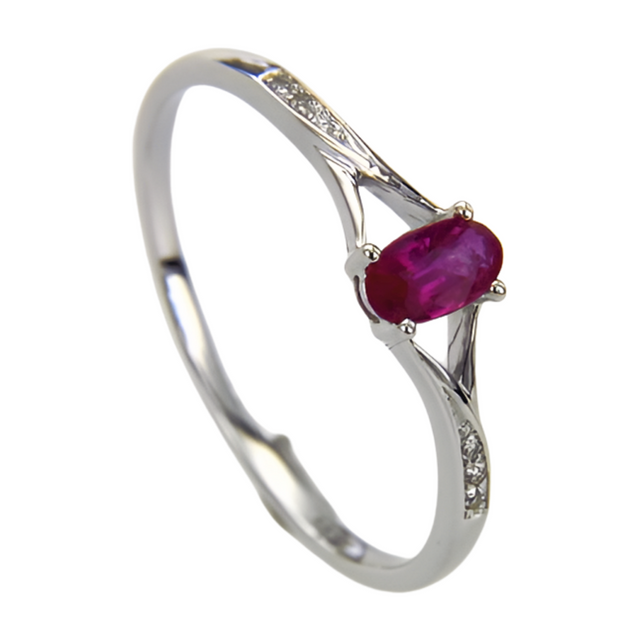Fashion Oval 5X3 Ruby Diamond Ring Gold Split Shank Engagement Ring