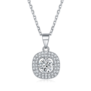 Fashion 925 Sterling Silver Necklace Classic Cubic Zircnoia Pendant Necklace