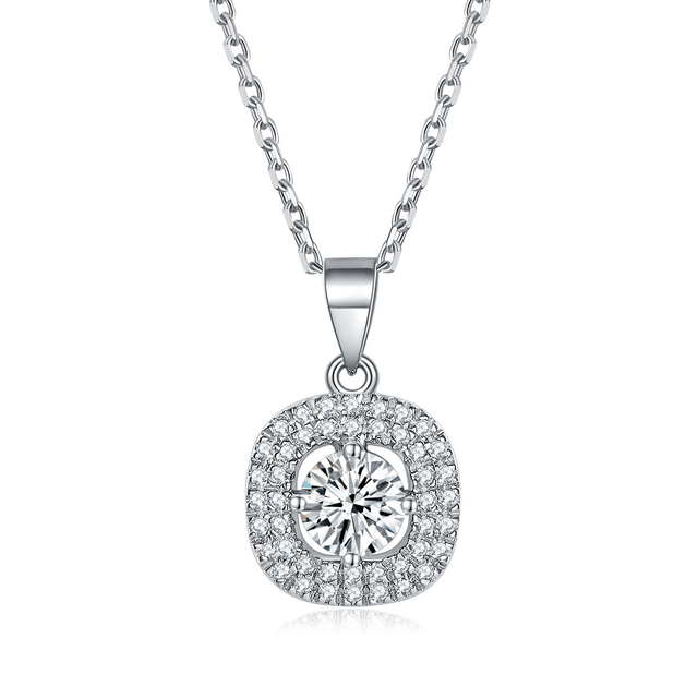 Fashion 925 Sterling Silver Necklace Classic Cubic Zircnoia Pendant Necklace