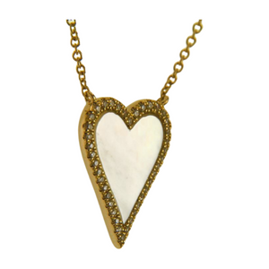 925 Silver Jewelry Mother of Pearl Heart Necklace Heart Pendant Necklace