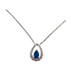 Sterling Silver Simulated Sapphire Necklace Teardrop Pendant Necklace