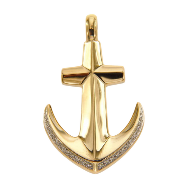 925 Sterling Silver Pendant Hip Hop Jewelry Fashion Gold Anchor Pendant