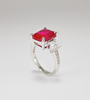 925 Sterling Silver 7.0 CTW Radiant Ruby And Princess Engagement Rings