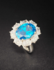  925 Sterling Silver Oval Cut Blue Cubic Zirconia wedding Ring