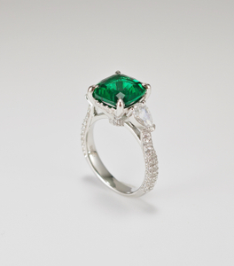 925 Sterling Silver Custom Jewelry Radiant Cut Simulated Emerald Rings