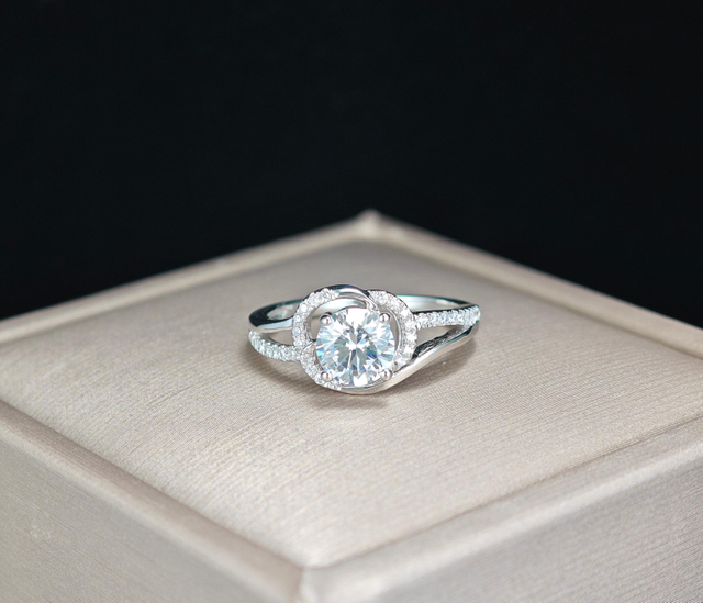 925 Sterling Silver Love Knot Diamond 1 carat engagement Rings