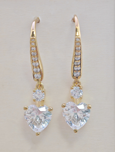 925 Sterling Silver 5 Carat Heart Cut Cubic Zirconia Hoop Earrings