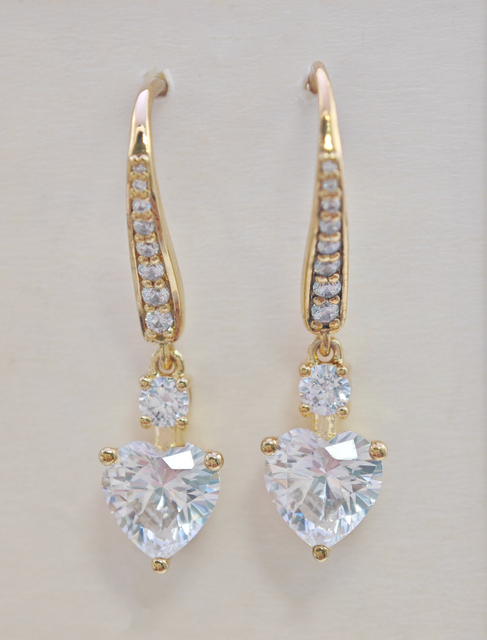 925 Sterling Silver 5 Carat Heart Cut Cubic Zirconia Hoop Earrings