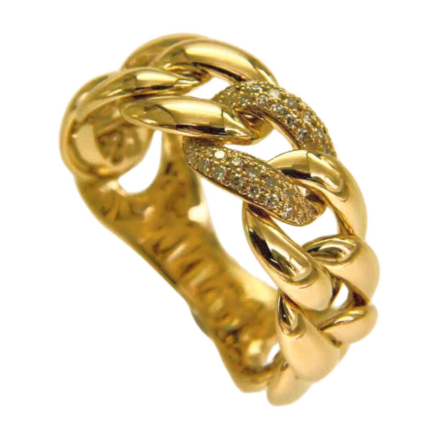 Gold Diamond Cuban Ring Iced Out Cuban Link Wedding Band
