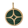925 Stelring Silver Malachite Coin Pendant Vintage 18K Gold Plated Compass pendant