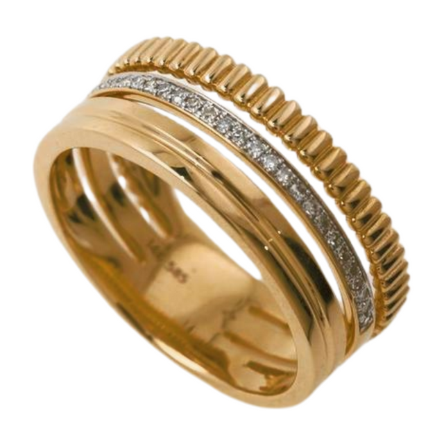 Unisex K Gold Ring Diamond Quatre Radiant Ring Wedding Band