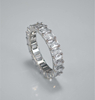 925 Sterling Silver Cubic Zirconia Matrix Bands Emerald Cut Eternity Ring