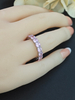 925 Sterling Silver Eternity Wedding Bands Cushion Pink Cubic Zirconia Ring