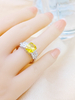 925 Sterling Silver Cushion Cut 10x8mm Created Yellow Sapphire Engagement Ring