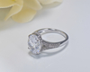 925 Sterling Silver Wedding Jewelry 3.5 Carat Oval Diamond Ring