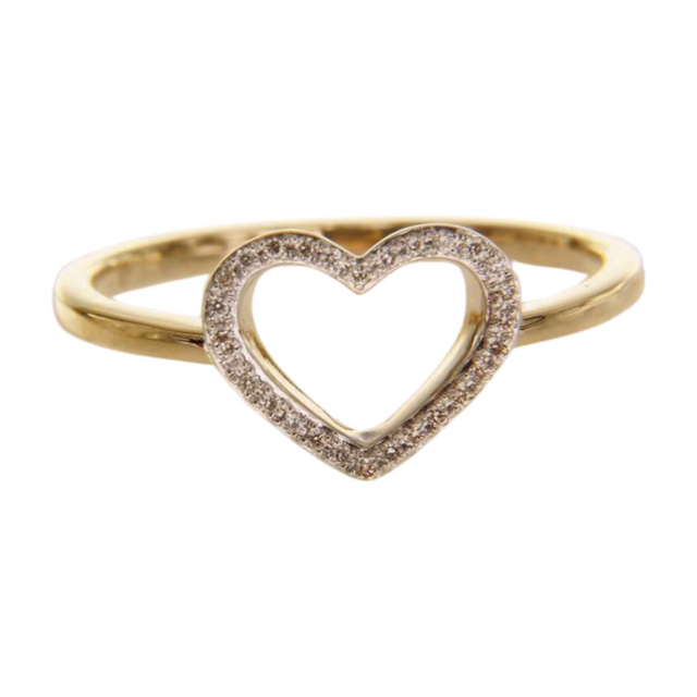 Trendy Luxury Valentine Forever Love Open Heart Ring Dainty Gold Diamond Ring