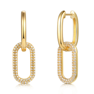 925 Sterling Silver Link Chain Earrings Gold Plated Drop Earrings for Women