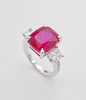 925 Sterling Silver 7.0 CTW Radiant Ruby And Princess Engagement Rings