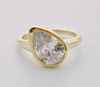925 Sterling Silver 5 Carat Pear Cut Bezel Setting Engagement Ring