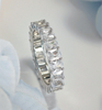 925 Sterling Silver Cubic Zirconia Matrix Bands Emerald Cut Eternity Ring