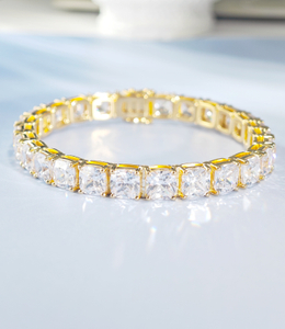 925 Sterling Silver 7mm Cushion Cut Dainty Diamond Tennis Bracelet