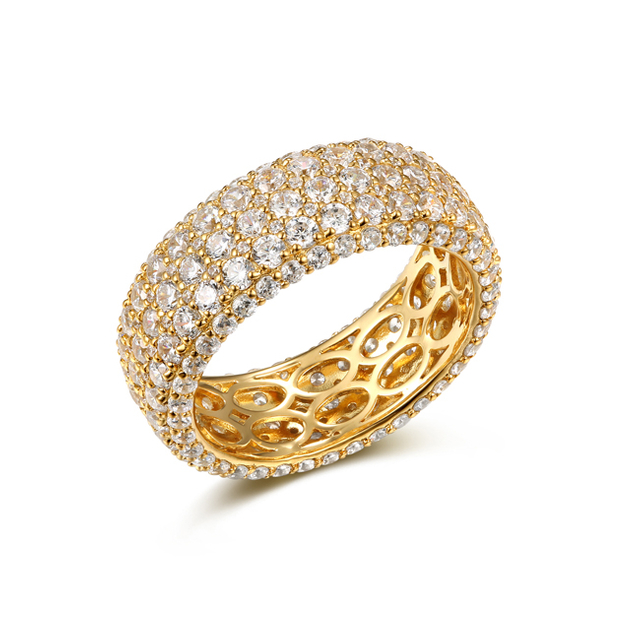 925 Sterling Silver Women Luxury Cluster Sparkling Row Eternity Ring