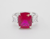 925 Sterling Silver 7.0 CTW Radiant Ruby And Princess Engagement Rings