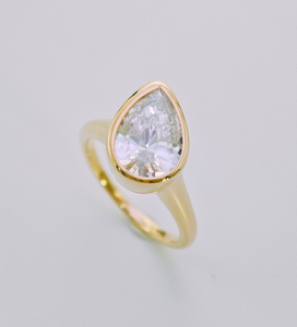 925 Sterling Silver 5 Carat Pear Cut Bezel Setting Engagement Ring