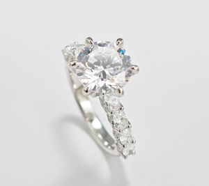 925 Sterling Silver Round Brilliant Cut Diamond Hidden Halo Engagement Ring