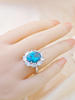  925 Sterling Silver Oval Cut Blue Cubic Zirconia wedding Ring