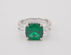925 Sterling Silver Custom Jewelry Radiant Cut Simulated Emerald Rings
