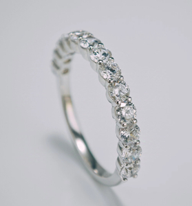 925 Sterling Silver Round Diamond Anniversary Band Half Eternity Ring