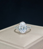 925 Sterling Silver Wedding Jewelry 3.5 Carat Oval Diamond Ring