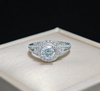 925 Sterling Silver 1.5 Carat Engagement Ring Round Diamond Halo Engagement Ring