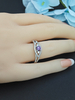 925 Sterling Silver February Birthstone Amethyst Cubic Zirconia Trinity Ring